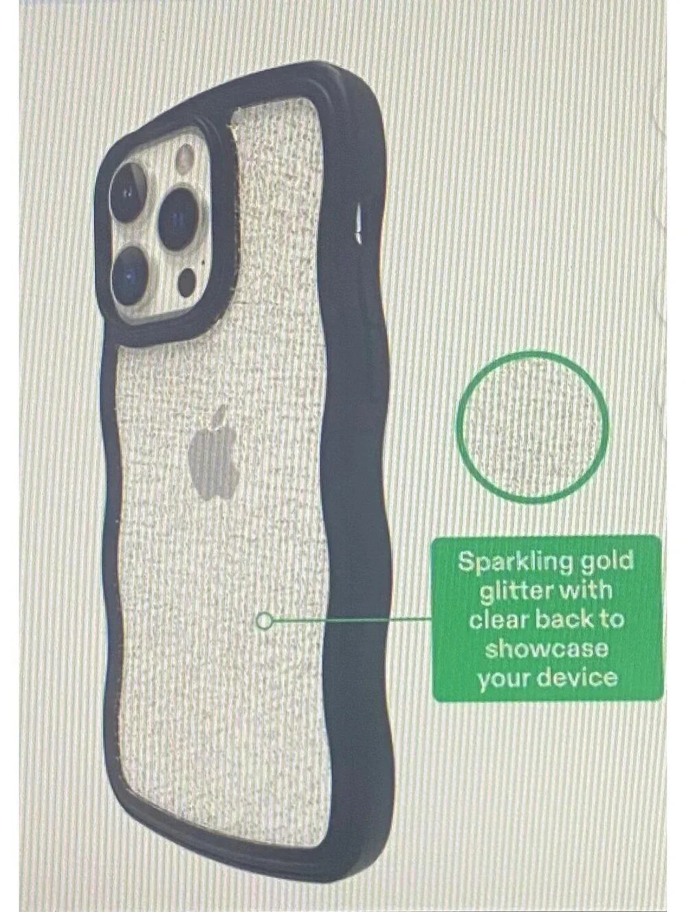 Onn Wavy Grip Case for iPhone 14 Pro Max/13 Pro Max/12 Pro Max BlackGoldGlitter